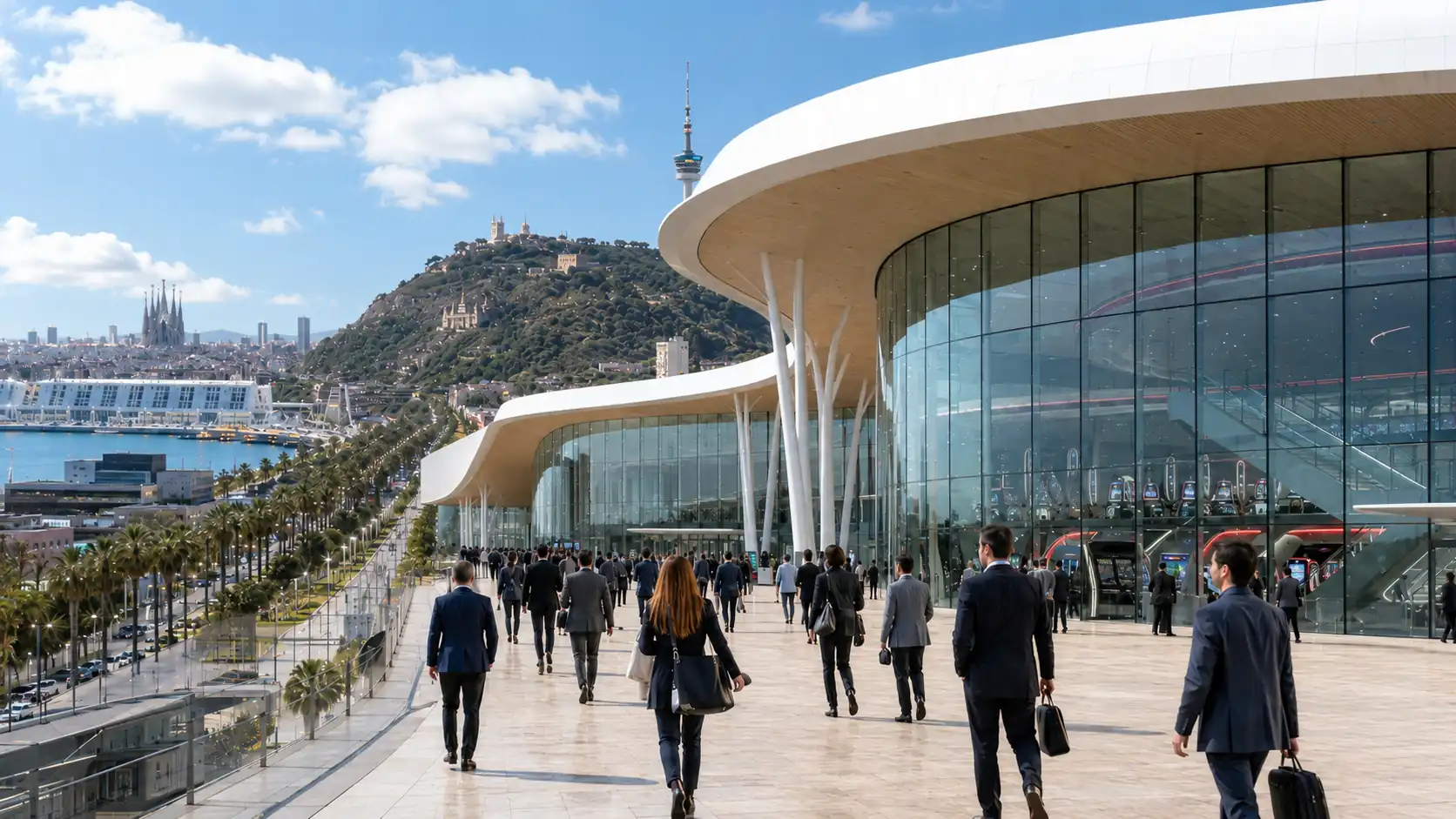 ICE Barcelona 2026 yenilikleri için Fira Barcelona Gran Via ve Barcelona şehir manzarası kolajı